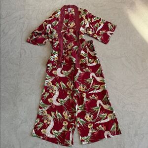 LOCO LINDO Floral Red kimono tropical pant set S